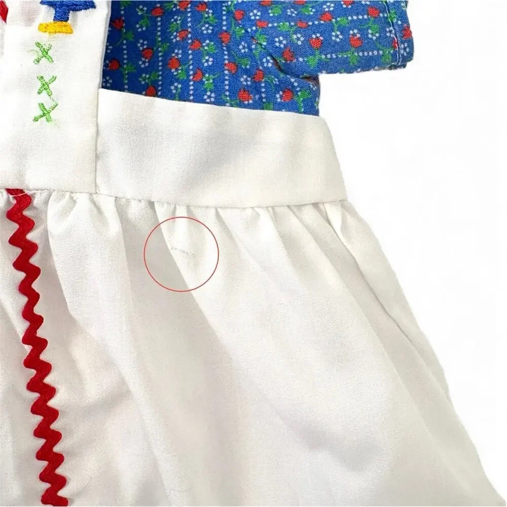VTG Mayfair Apron Dress Set Size 12 Mo Blue Floral Cottagecore Prairie Photos